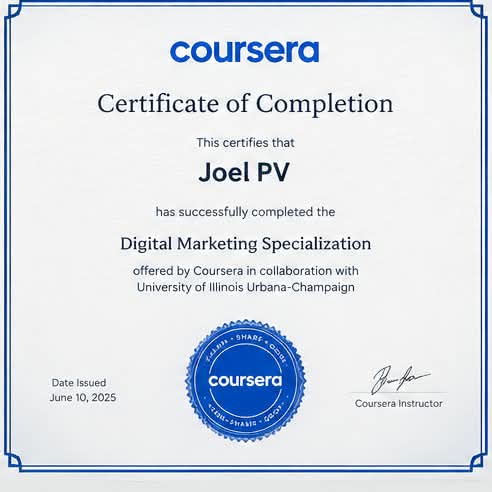 Joel PV Digital Marketing Certification